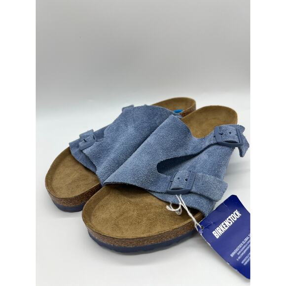 Birkenstock Zurich Sandals Suede Elemental Blue Buckle Mule Men Size 10 NWT - Picture 9 of 12
